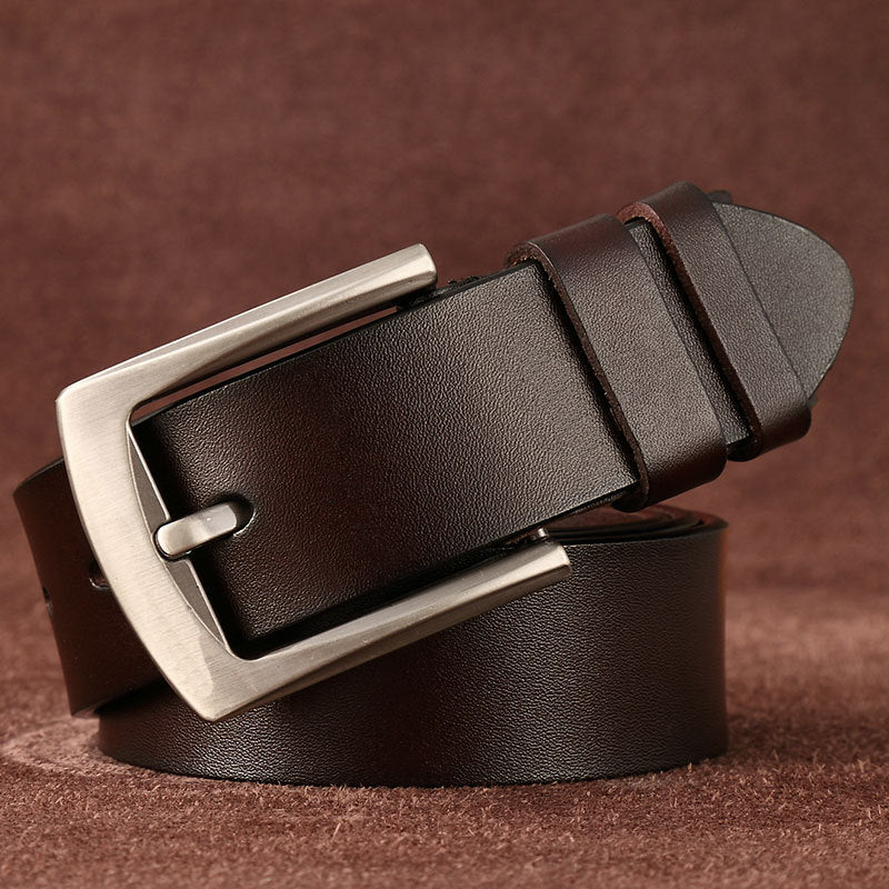 Wholesale Genuine leather belt men' s pin buckle youth retro casual jeans